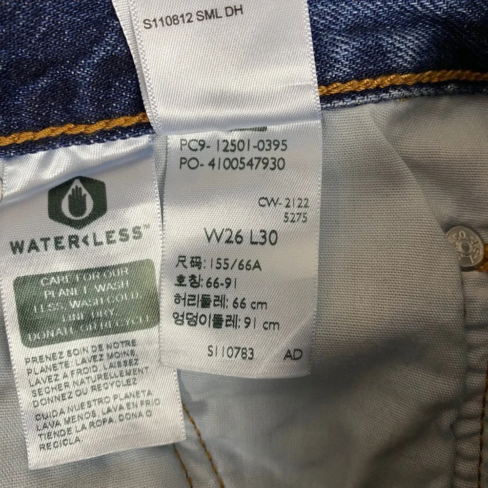 Levis 501 Original Straight Leg Button Fly Jeans Mens 26 Blue‎ Indigo